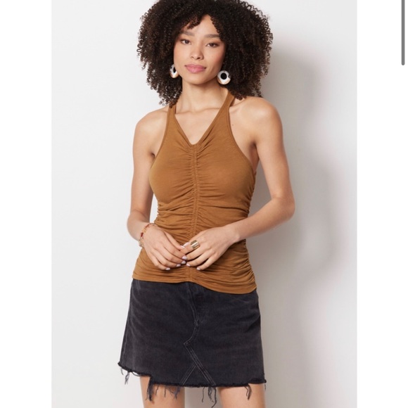 Sundry - Woman’s Dijon Ruched Racer Back Tank - Medium - Picture 2 of 9